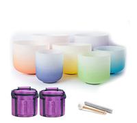 6-12 Inch Crystal Singing Bowls Set, 7 PCS A-G Note, With Carrying Case Rubber Mallet Suede Stick O-ring, For Meditation Therapy Sound Healing (Size : 432Hz)