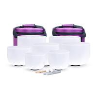 6-12 Inch Frosted Quartz Crystal Singing Bowl Set, For Sound Healing Therapy And Meditation, With Carrying Cases, Rubber Mallet, Suede Striker, O-ring(432hz)