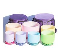 6-12 Inch Set Of 7 Color Quartz Crystal Singing Bowls, For Stress Reduction, Prayer, Buddhist, Balancing Body Chakra, With Suede Striker, Rubber Mallet, O-Ring (Size : 440hz)