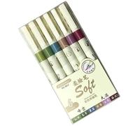 6/12 Pack Flexible Art Pen with Smooth Inks Flows Suitable for Detailed Sketching Night Colors Texture Flexible Art Markers