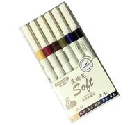 6/12 Pack Flexible Art Pen with Smooth Inks Flows Suitable for Detailed Sketching Night Colors Texture Flexible Art Markers