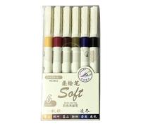 6/12 Pack Flexible Art Pen with Smooth Inks Flows Suitable for Detailed Sketching Night Colors Texture Ergonomic Grip Drawing Pen
