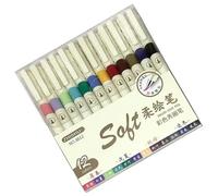 6/12 Pack Flexible Art Pen with Smooth Inks Flows Suitable for Detailed Sketching Night Colors Texture Flexible Art Markers