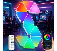 6/12 Pack RGB LED Light Panels, Triangle Gaming Wall Lights with Music Sync, App & Remote Control, DIY Modular Splicing Lights for Gaming Room, Bedroom, Office and Internet Cafes 12