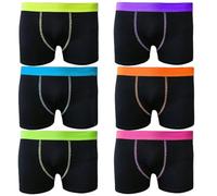 6/12 Pairs Boys Boxer Shorts Cotton Rich Designer Trunk Boxers Underwear 5-13 (11/12 YRS, 6 Pack Black With Neon Band Trunk/Boxer)
