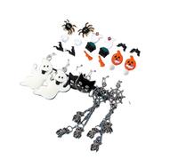 6-12 Pairs Halloween Thanksgiving Fall Christmas Theme Earrings Set Holiday Earrings Spider Pumpkin Ghost Bat Web Skull Drop Earring Stud Holiday Jewelry Gifts for Women Men, Alloy Steel, No Gemstone
