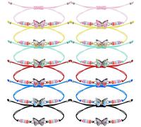 6/12 Pcs Butterfly Friendship Bracelets Adjustable Braided Rope Colorful for Women, Adjustable, Nylon, no gemstone