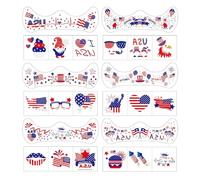 6/12 Sheets Patriotic Face Sticker Washable Water Transfer Decorative Sticker for Adult Kid Makeup National Holiday Transfers