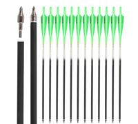 6/12Pcs Crossbow Arrow 16 17 18 20 22 Inch Carbon Crossbow Bolts with Removable Archery Arrow Tips 4" Shield Feather Hunting Arrow (6, green, 18inch)