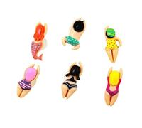 6/12PCS Cute Cartoon Swimming Figurine Resin Shoe Charm Set DIY Decor(6PCS)
