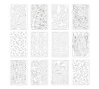 6 / 12Pcs Geometric Floral Templates 12x8in PET Drawing Stencils for Painting Journal Memory Book Embellishments Art Journaling Stencil