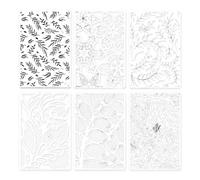 6 / 12Pcs Leaves Floral Drawing Stencils 12x8in PET Painting Templates for Painting on Paper Wood Metal Glass Fabric Metal Geometric Stencil