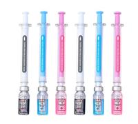 6 / 12Pcs Realistic Inoculator Gel Inks Pen 0.38MM Needle Tip Ergonomic Grip Gel Pen for Student Nurse Writing Note Taking Fast Drying Toner