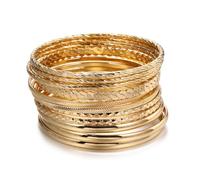 6-12Pcs Vintage Gold Silver Multilayer Stackable Textured Bangle Bracelets Bohemian Chunky Indian Cable Punk Wide Bracelet for Women African Ethnic Wedding Outfit Jewelry Gifts, M, Alloy Steel, no