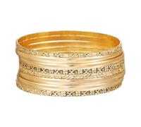 6-12Pcs Vintage Gold Silver Multilayer Stackable Textured Bangle Bracelets Bohemian Chunky Indian Cable Punk Wide Bracelet for Women African Ethnic Wedding Outfit Jewelry Gifts, M, Alloy Steel, no