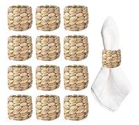 6/12Pcs Woven Napkin Rings, Handmade Woven Farmhouse Napkin Rings, Natural Braided Rope Rattan Napkin Rings Farmhouse Table Decorations for Wedding, Banquet Thanksgiving Christmas (12Pcs)