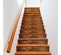 6/13Pcs Removable Wood Pattern Stairs Stickers, PVC Decoration for Room Stairways for Home Office Stair Riser Decoration 18 X 100Cm(13pcs)