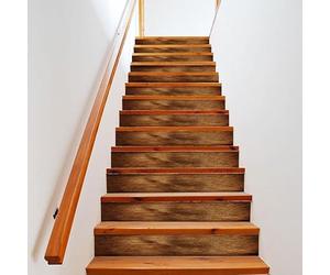 6/13Pcs Removable Wood Pattern Stairs Stickers, PVC Decoration for Room Stairways for Home Office Stair Riser Decoration 18 X 100Cm(13pcs)