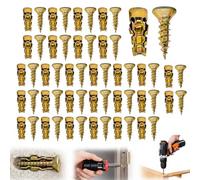 6×14mm Short Expansion Screw Set,Door Hinge Thread Repair Screws-100 | Stripped Thread Restoration Stone Expansion Anchor for Door Fastening,Short Screws with Anchors,for Wood Tile Concrete Wall