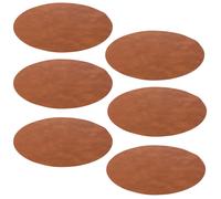(6) 15" Brown Round Faux Leather Dining Table Placemats Party Decor Settings