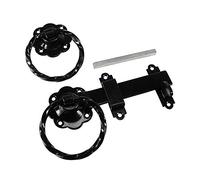 6" (150mm) Black Twisted Ring Gate Latch Set - Heavy Duty Steel + Screws - Shed Door
