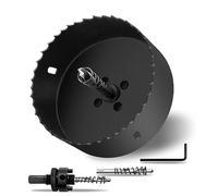 6"丨152mm Hole Saws with Heavy Duty Arbor HSS Bi-Metal Hole Cutter Drill Bit for Wood Cornhole Boards Plastic Drywall Metal Fiberboard(Black)