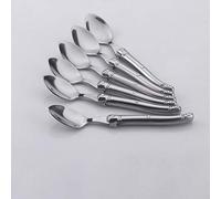 6'' 15cm Laguiole Style Stainless steel Teaspoon Hollow Handle Mini Coffee spoon Small Dessert Tea Spoons Silver Dinnerware set (Color : 4 Pieces)
