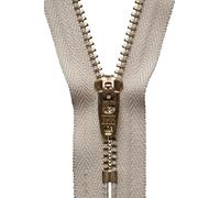 6"/ 15cm YKK Brass Jeans Zip: Beige