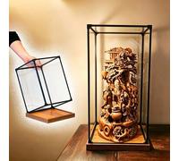 6 16 18 26 28 36in Acrylic Display Case with Wooden Base, Clear Black Aluminum Frame Box for Curio, Seamless Extra Big Organizer Container(20x30xH30cm/8x12x12in)