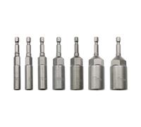 6-19mm Quick-Change 1/4 inch Hex Shank Metric Deep Socket Screwdriver Impact Nut Setter Extractor Remover Driver Drill Bit, 80mm Length, for Electric Manual Impact Screwdriver (1, Set 7 Sizes)