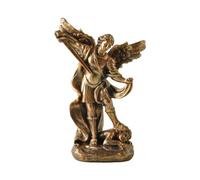 6.1in Bronze St Michael Statue, Saint Michael defeating Satan Collection Figurines, Archangel Michael Statue, Collectible Angel Sculpture