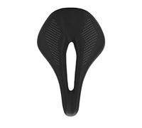 6.1in Carbon Fiber Leather Saddle with Soft Foam Padding Hollow Road Bike Saddle for Reduce Riding Pressure (Black)