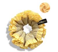 6.2 in Extra Large Scrunchies Hair Ties for Women (15 Colors) - Vintage Plaid Scrunchies for Teens, No Slip Hair Bands for Thick Hair, 90s Retro Fashion (Lemon-yellow, Queen)