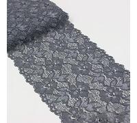 6.2 Inch Stretch Lace Trims Floral Embroidered Elastic Fabric for Garment and DIY Craft Supply by 5 Yards (Dark Gray)
