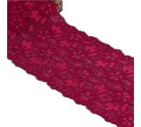 6.2 Inch Stretch Lace Trims Floral Embroidered Elastic Fabric for Garment and DIY Craft Supply by 5 Yards (Wine Red)