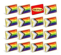 6/20/50/100/200Pcs New Progress Pride Lapel Pins Bulk- LGBT Transgender Rainbow Lesbian Bisexual Gay Progressive Pin Brooch Badge for Men Women Clothes Bags Hats, 2.2x1.5cm, Metal, no gemstone