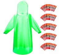 6 & 20 & 50 Pack Disposable Rain Ponchos for Adults/Youth, Waterproof PE Raincoats with Drawstring, Camping/Emergency, Green, 6 Pack