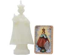 6.25" Tall Infant of Prague Statue | Christ Child Figurine | Glows in The Dark | Prayer Card with Novena of Childlike Confidence | Great Catholic Gift