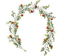 6.25ft Artificial Fruit Foam Pomegranate Hanging Vines, Fake Pomegranate Leaves Rattan, Plant Garland Silk Leaves Faux Berries Flower Rosehips Wreath