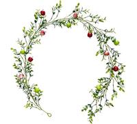 6.25ft Artificial Fruit Foam Pomegranate Hanging Vines, Fake Pomegranate Leaves Rattan, Plant Garland Silk Leaves Faux Berries Flower Rosehips Wreath
