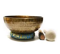 6.29inch Buddhist Sanskrit Chanting Bowls Tibetan Singing Bowls Set 100% Nepal Handmade Large Sound Bowl with Instructions, Mallet, Cushion