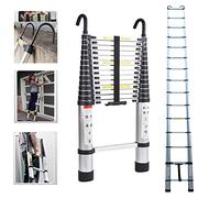 6.2m/20.34 ft Aluminum Extension Telescopic Ladder wiht Roof Hook Multi-Purpose Straight Telescoping Ladders Capacity 150kg/330lb with Certificate EN 131
