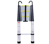 6.2M/20.3FT Extendable Aluminum Ladder Telescopic Loft Ladder Collapsible Step Ladders with Detachable Hook Heavy Duty 330lbs/150kg Capacity EN131 Standard