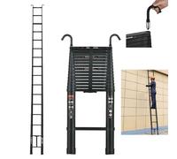 6.2M/20.3FT Telescopic Ladder Portable Loft Ladder, Aluminum Ladders Extendable with 2 Stable Hooks, Non-slip Feet, Multifunctional Attic Ladders for Household Industry Working, 150KG/330LBS Capacity