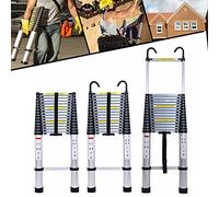 6.2M/20.3FT Telescopic Ladder with Hook, Portable Aluminum Extension Ladder Extendable, Heavy Duty Folding Lightweight Ladder for Attic Loft, Anti-slip Rubber Feet, 15 Steps