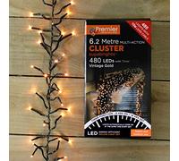6.2M 480 Vintage Gold LED Outdoor Multi-Action Cluster Supabrights with Timer