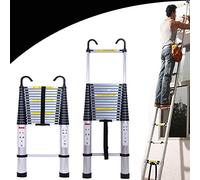 6.2M Aluminum Telescopic Ladder with Detachable Hook, Extension Extend Tall Multi Purpose Loft Ladder, Portable Foldable Ladder, 330 pound/150 kg Capacity