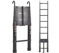 6.2M Ladder Extendable Telescopic Aluminium Ladder with Hooks Heavy Duty 330lbs Capacity Multi-Purpose Ladder for Home Indoor Outdoor
