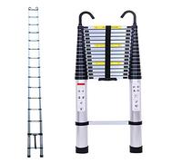 6.2M Telescopic Ladders with Hook Detachable 150kg Capacity Aluminium Straight Telescoping Ladder Extendable Builder Supply DIY Project Portable Compact