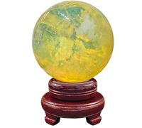 6.3"(16cm), Yellow Crystal Ball with Stand, Yellow Smelt Quartz Crystal Sphere for, Divination Sphere, Home Decoration,Feng Shui